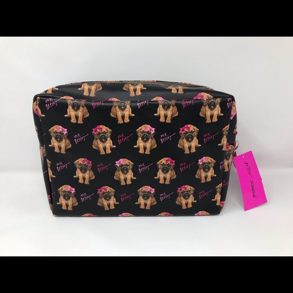 NWT Betsey Johnson puppy dog cosmetic bag